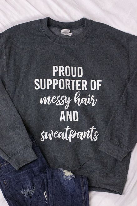 Messy Hair And Sweatpants Graphic Sweatshirt | The Pink Lily Boutique