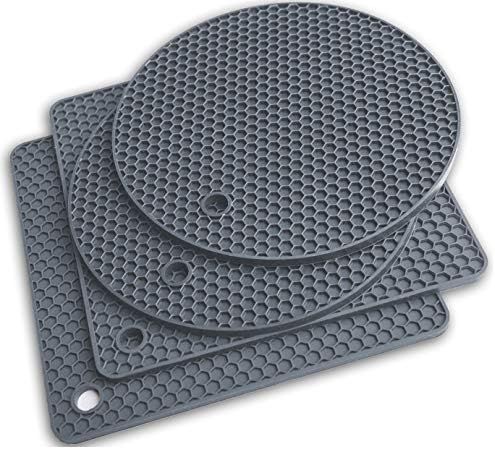 Q's INN Gray Silicone Trivet Mats Hot Pot Holders Drying Mat. Our potholders Kitchen Tool is Heat... | Amazon (US)