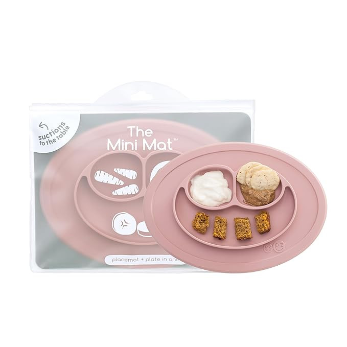 ezpz Mini Mat (Blush) - 6 -12 Months+ - 100% Silicone Suction Placemat + Divided Plate with Three... | Amazon (US)
