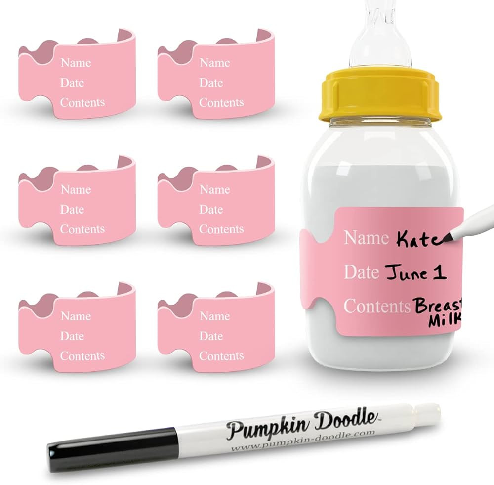 Pumpkin Doodle-The Original Write and Reuse Baby Bottle Labels for Daycare (Pink-Small) Compatibl... | Amazon (US)