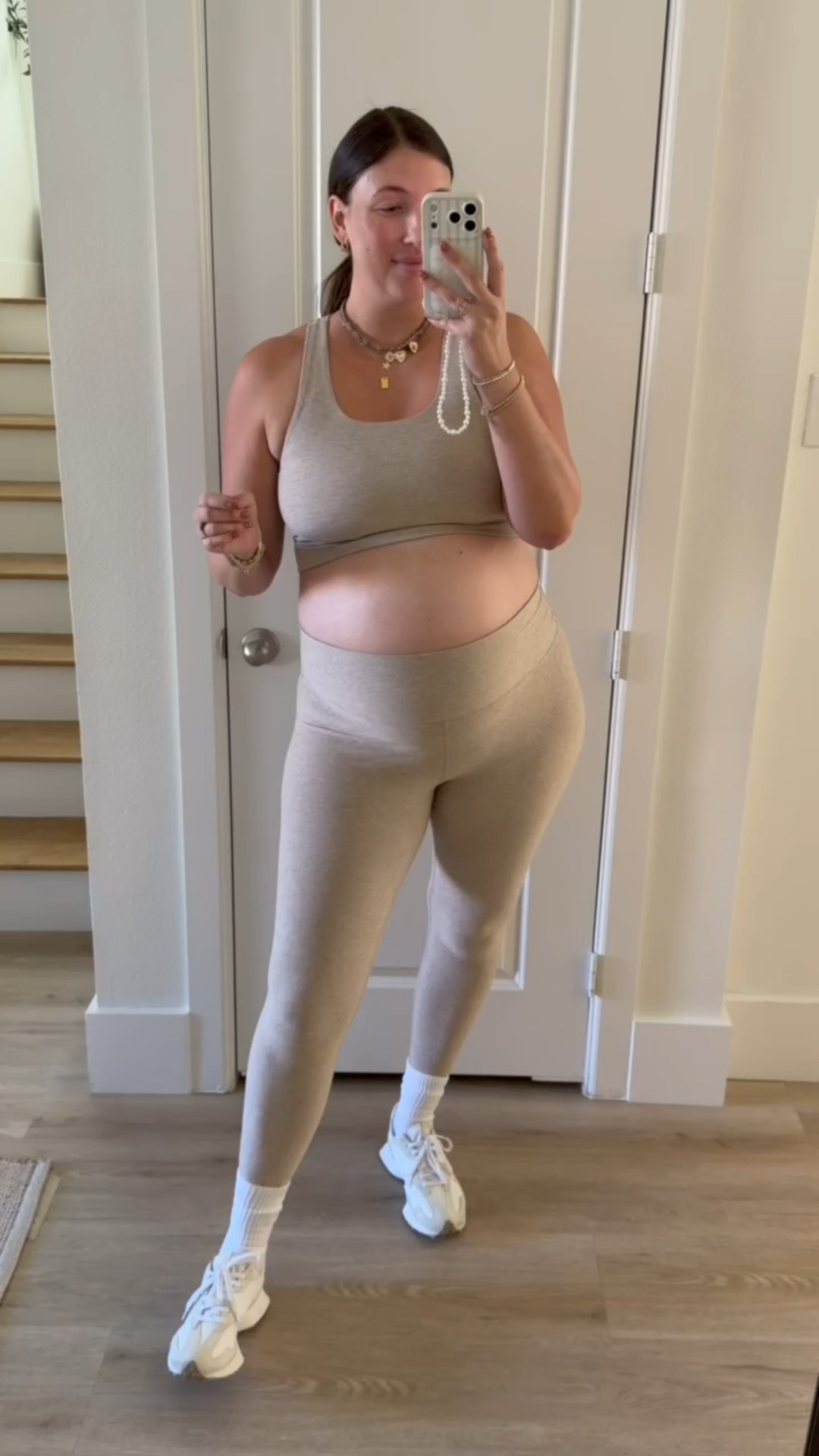 A light/neutral colored set that’s actually flattering?! Yes please! I had forgotten how comfortable this athleisure set is. Perfect for a light workout but would also be super cute with a denim jacket and baseball hat for errands 

#LTKBump #LTKActive #LTKMidsize