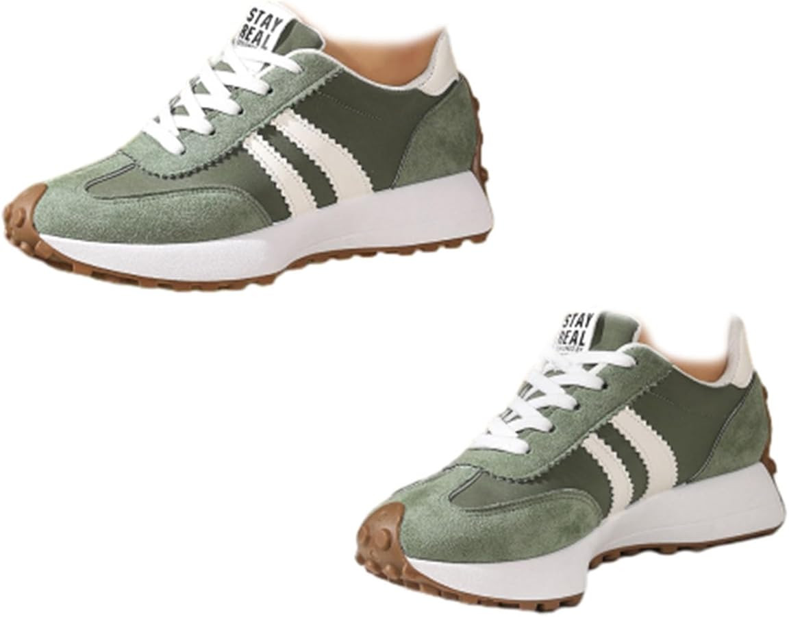 Women's Fashion Thick Sole Sneakers, Casual Lace-up Tennis Running Shoes Stylish Comfortable Bloc... | Amazon (US)