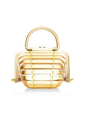 Cult Gaia Women's Lilleth Metal Cage Clutch - Gold | Saks Fifth Avenue