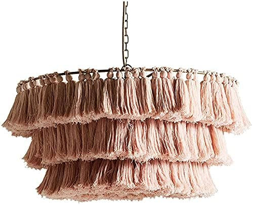 Boho Chandelier 3-Tier Tassel Chandelier, Bedroom Light Macrame Hanging Lamp Hand-Weaving Wedding Li | Amazon (US)