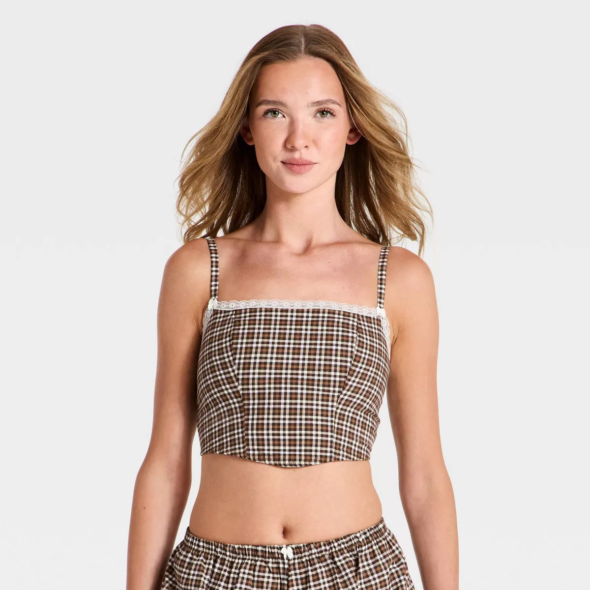 Women's Woven Corset Top - Wild Fable\u2122 Brown L | Target