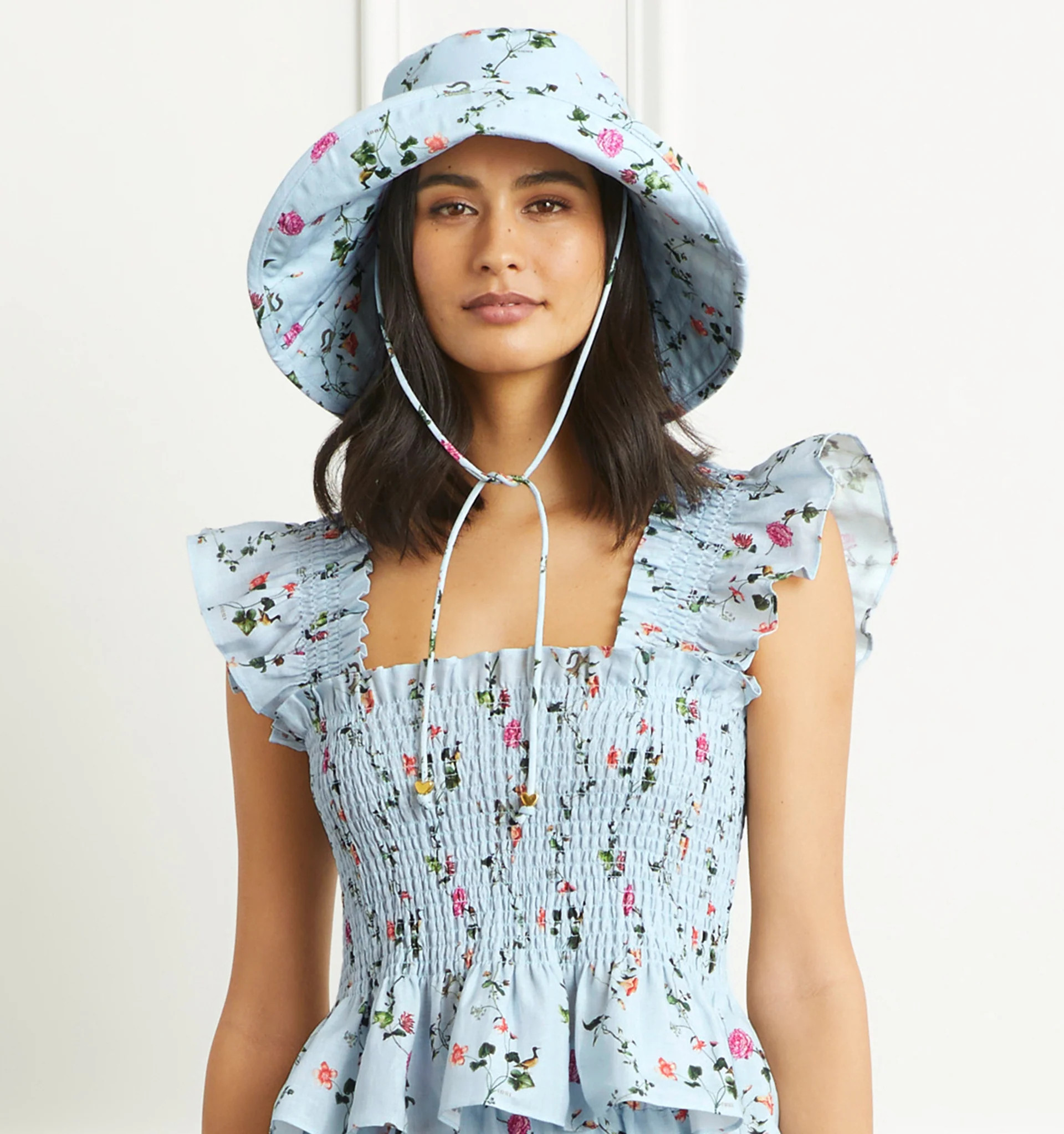 The Sun Hat - Pond Floral Printed Canvas | Hill House Home