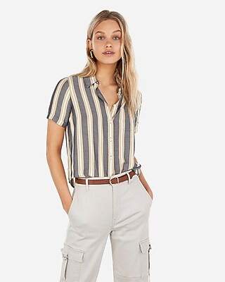 striped abbreviated pocket tee | Express