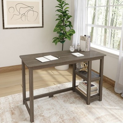 Max & Lily Solid Wood Desk With Bookshelves for Home, Office, Computer, Gaming, 47 inchess, Clay | Target