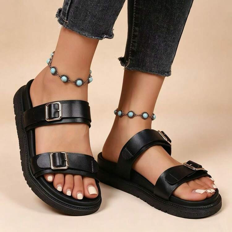 2026 New Thick Platform Strap Slide Sandals For Women, Summer Fashion Versatile | SHEIN