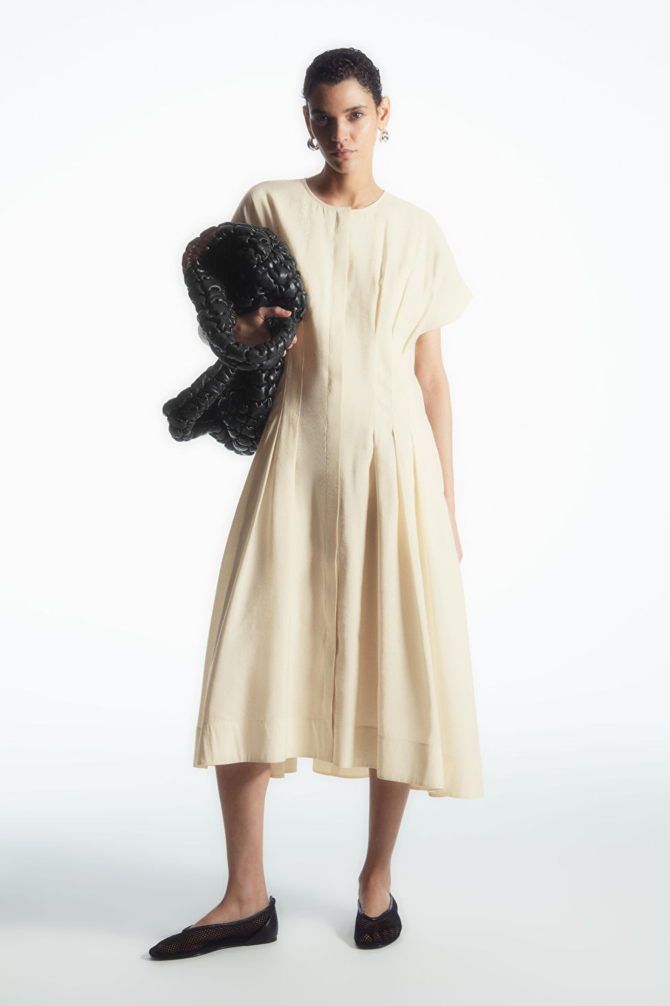 WAISTED PLEATED MIDI DRESS - IVORY - Dresses - COS | COS (US)