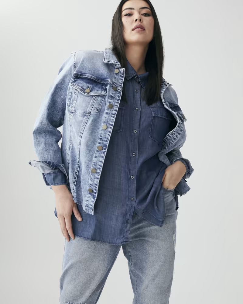 Martha Plus Size Raw-Hem Denim Jacket | Dia&Co | Dia & Co