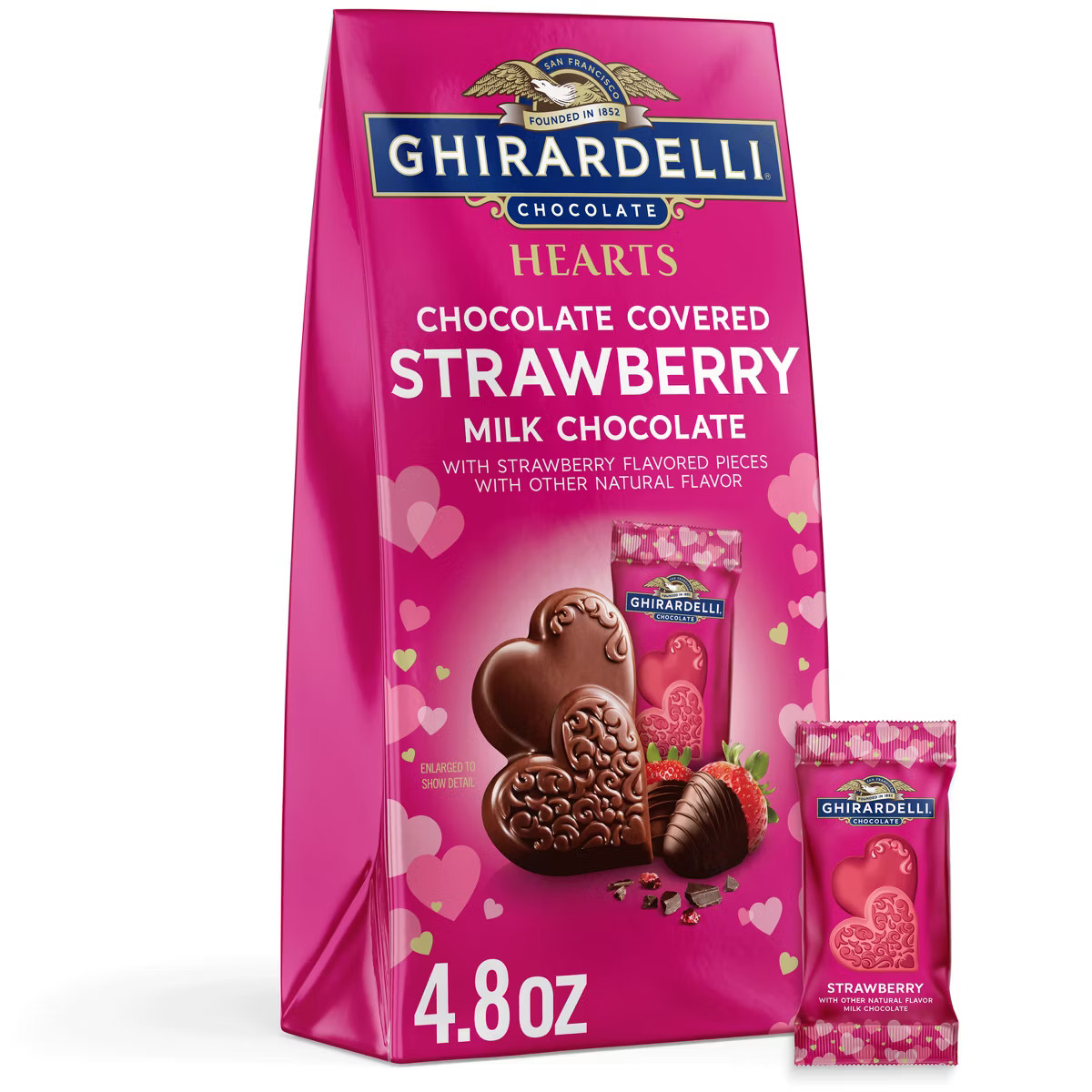 Ghirardelli Valentine's Chocolate Covered Strawberry Milk Chocolate Hearts Bag - 4.8oz | Target