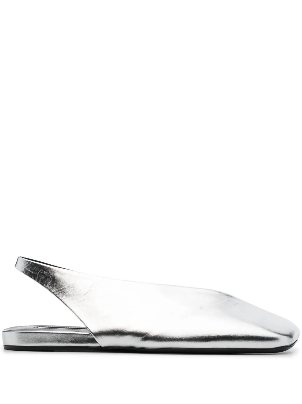 Jil Sander square-toe Metallic Ballerina Shoes | Silver | FARFETCH AU | Farfetch Global