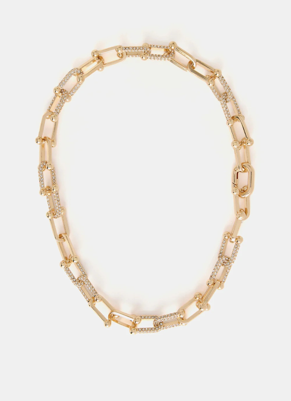 Gold Tone Crystal Pave Link Chain Necklace | Mint Velvet
