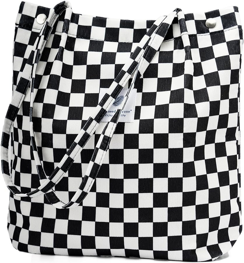 Cute Corduroy Tote Bag Canvas Shoulder Handbags for Women Travel Shopping | Amazon (US)