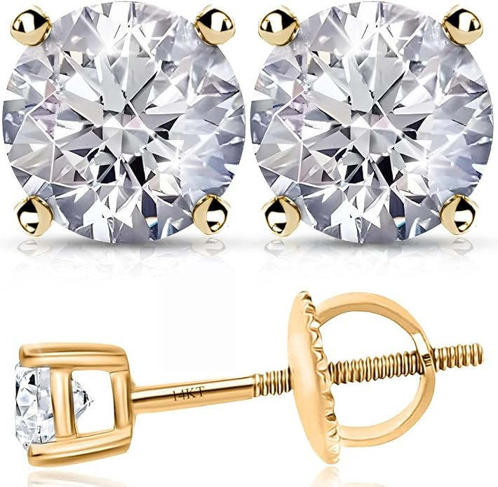 IGI Certified 0.2 to 4 Carat Lab Grown Diamond Stud Earrings for Women Solid 14K Gold/Platinum/St... | Amazon (US)