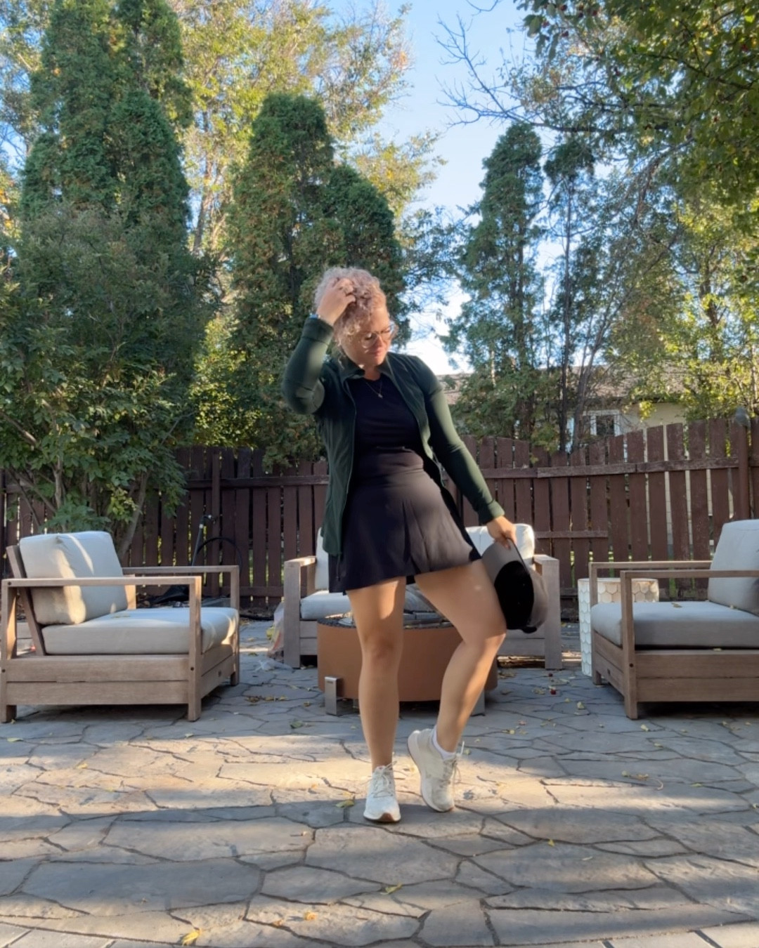 It’s golf date day! Here’s my fit for the course ⛳️ 

All clothes are lululemon.

Sweater is on sale, but only in the pink colour. Green is sold out. I’m wearing the 6, fits very small, I’d size up in your regular sizing. 

Tshirt is one of my favorites. I bought an XS and sized down to have a more fitted fit. 

Skirt is a skort! Has pockets on either side of the shorts. Sized up one size in this one as it fits small. Wearing an 8. 

Shoes are my FAVOURITE! Fit true to size. Right now they have the white in stock which never happens!  RUN! 🏃‍♀️ 

Hat is my all-time favourite   

#momgolffit #golffit #momoutfit #fallfit #momswhogolf #outfitoftheday 

#LTKfitness #LTKsale #LTKautumn