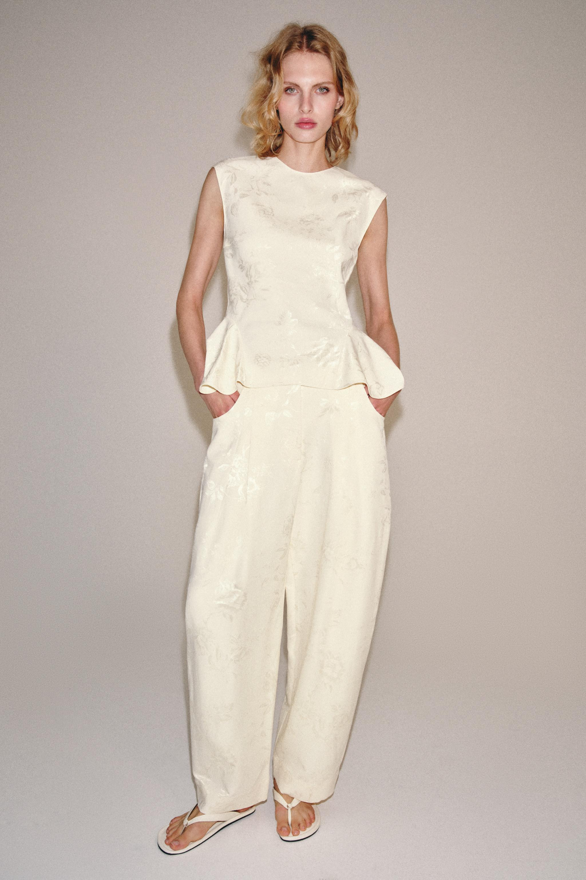 ZW COLLECTION JACQUARD BARREL TROUSERS | Zara UK