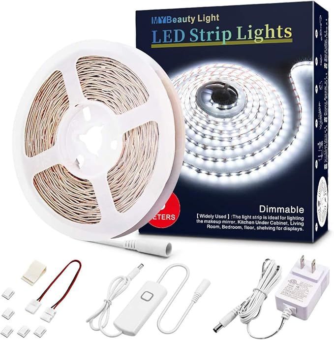 Led Strip Lights 16.4 Feet Dimmable White Led Light Strip Flexible Led Rope Lights 12v Under Cabi... | Amazon (US)