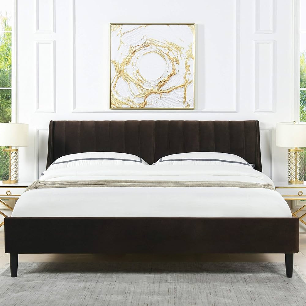 Sandy Wilson Home Marlowe Vertical Tufted Headboard Platform Bed Set | Amazon (US)