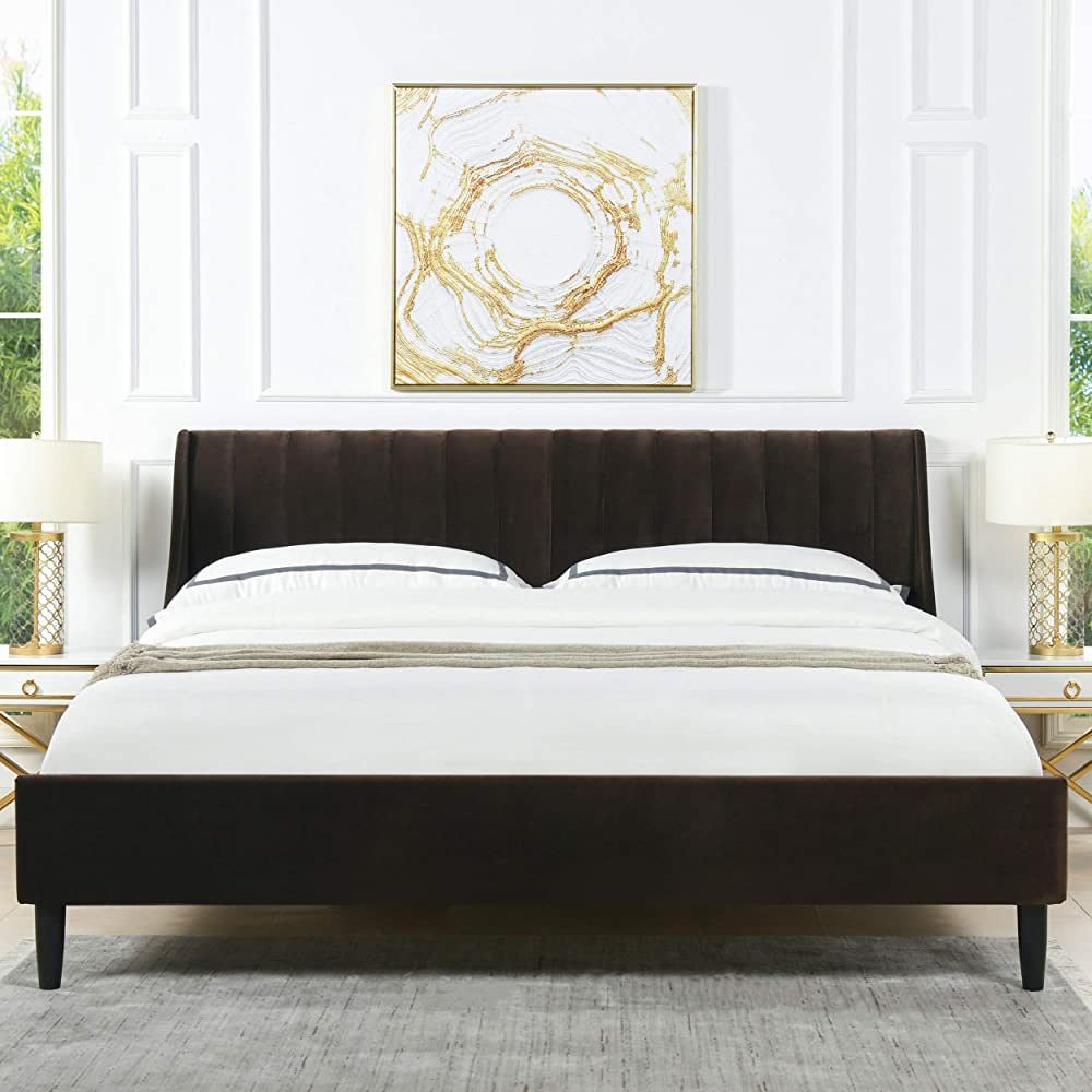 Sandy Wilson Home Marlowe Vertical Tufted Headboard Platform Bed Set | Amazon (US)