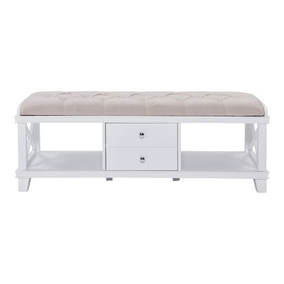 Wyndcliff White Upholstered Storage Bench - White - SEI | Target