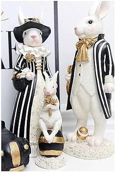 Easter Bunny Figurines Mrs. Rabbit Statues Sculptures Black Table Tabletop, Figurine Decor for Ki... | Amazon (US)