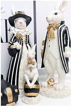 Easter Bunny Figurines Mrs. Rabbit Statues Sculptures Black Table Tabletop, Figurine Decor for Ki... | Amazon (US)