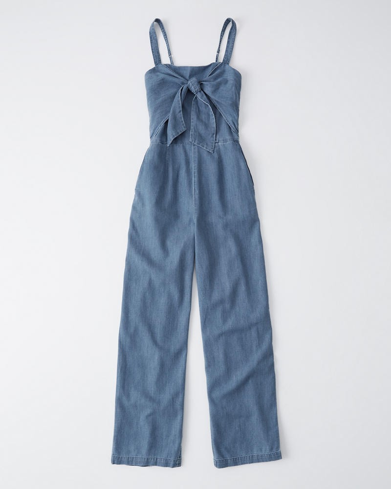 Womens Tie-Front Linen-Blend Jumpsuit | Womens Dresses & Rompers | Abercrombie.com | Abercrombie & Fitch US & UK