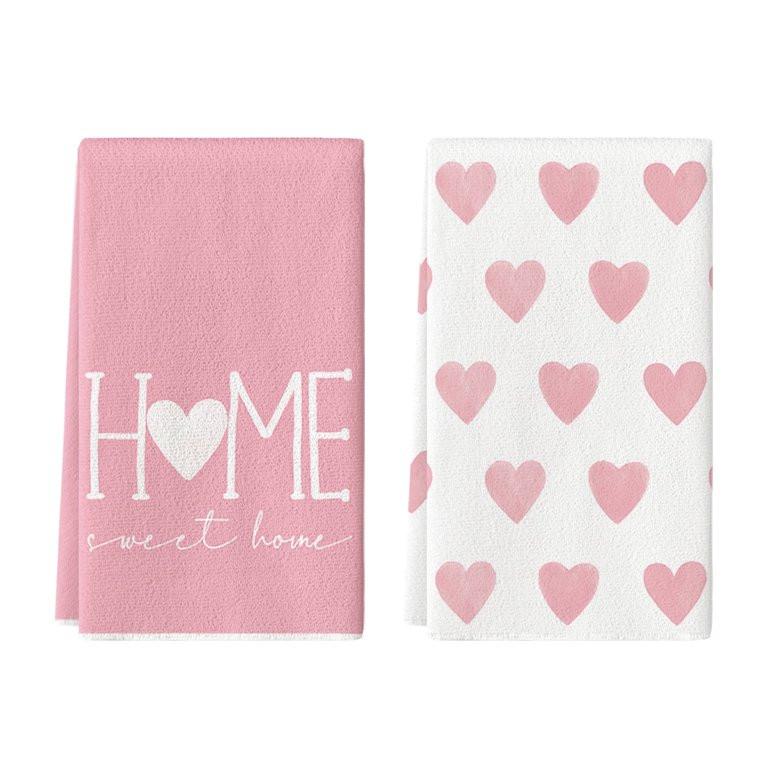 Sm:)e Pink Heart Love Home Sweet Home Valentine's Day Kitchen Towels Dish Towels, 18x26 Inch Hand... | Walmart (US)