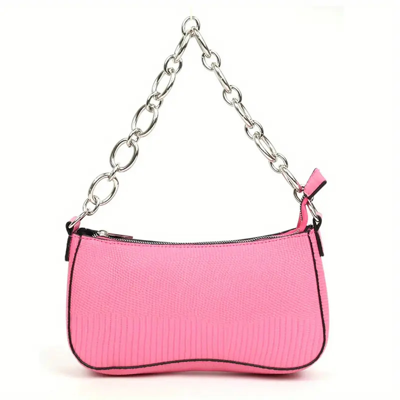 Pink Chain Shoulder Bag For Women, Fashion Underarm Bag With Zipper Closure, Weekend Tote For Sho... | Temu Affiliate Program
