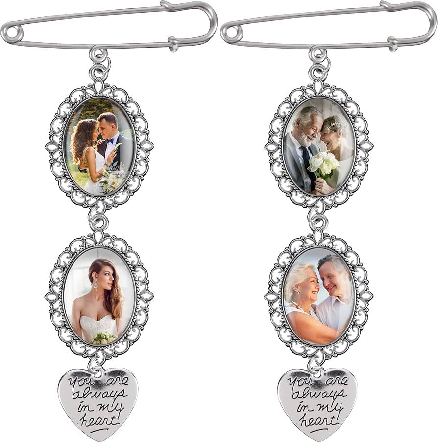 Bylion 2 Sets Wedding Bouquet Photo Charms Bouquet Charm for Gift Bridal Bridegroom Charm DIY Pin... | Amazon (US)