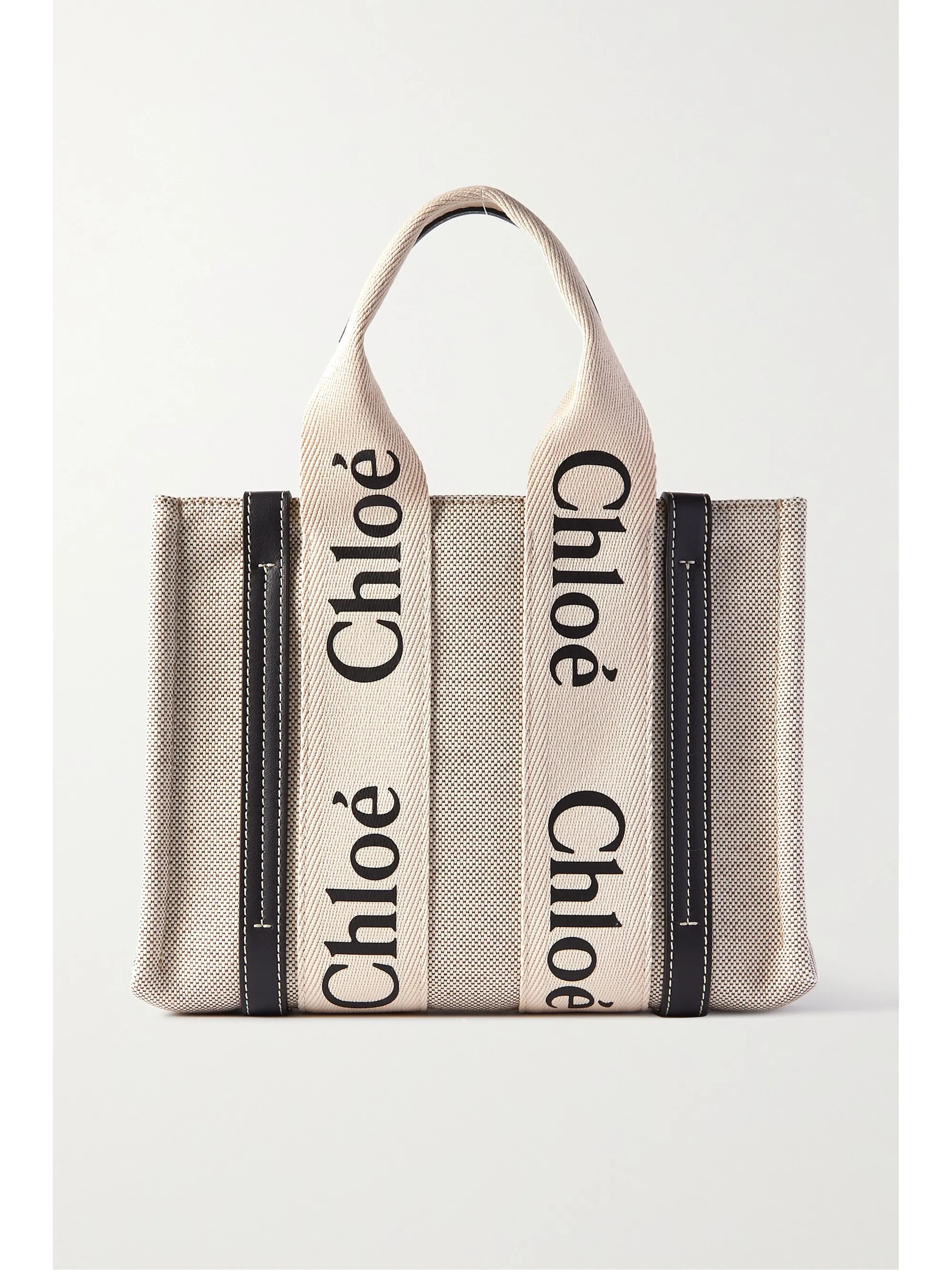 White Woody small leather-trimmed cotton-canvas tote | Chloé | NET-A-PORTER | NET-A-PORTER (UK & EU)