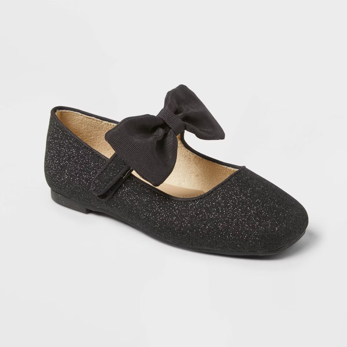 Toddler Girls' Juni Bow Ballet Flats - Cat & Jack™ Black 12T: Slip-On, Adjustable Strap, Decora... | Target