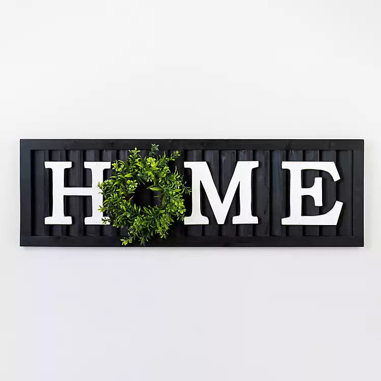 Home with Wreath Black Shutter Wall Plaque | Kirkland's Home