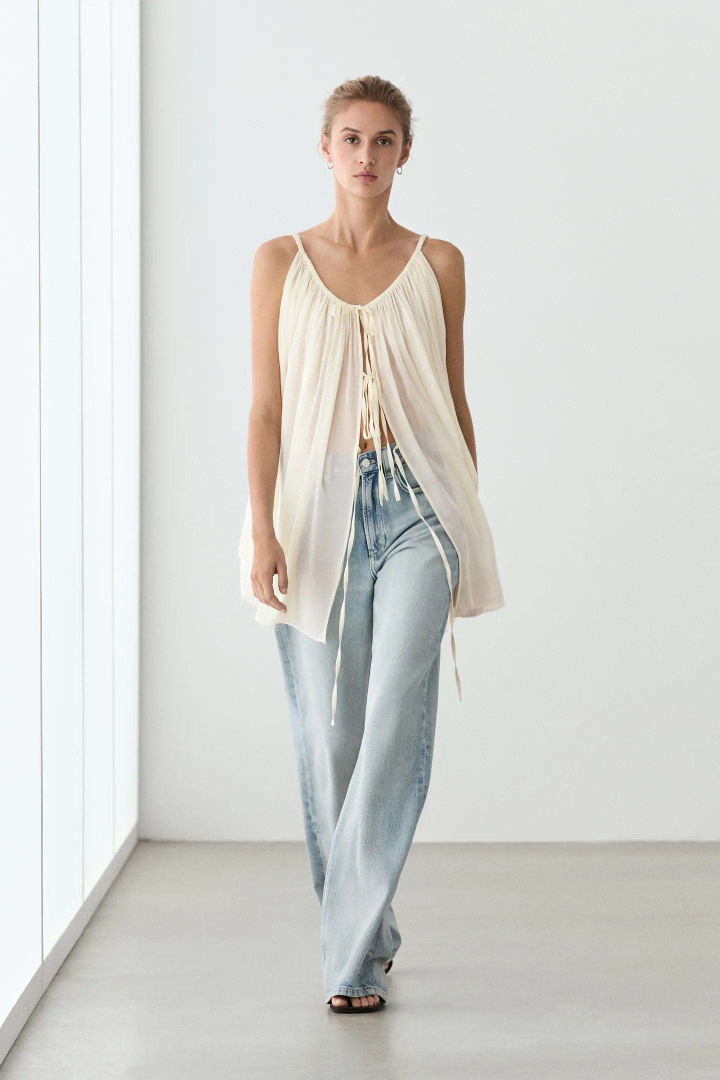 Cotton cupro blend camisole | Massimo Dutti UK