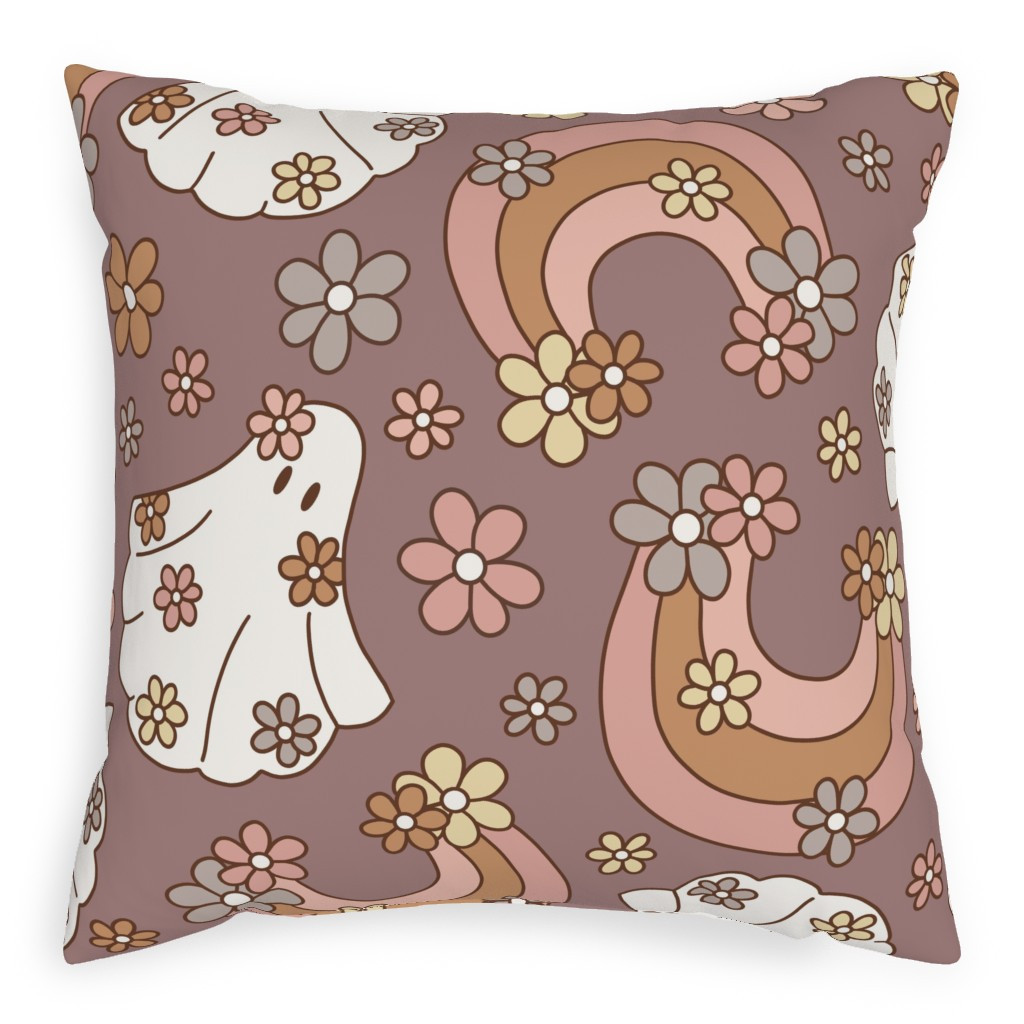 Pillows: Boho Floral Ghosts Pillow, Cotton Weave, Pillow (Ivory), 20 x 20, Single-sided, Purple | Shutterfly