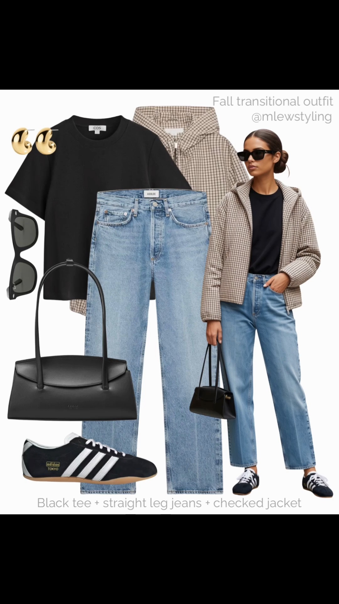 Fall transitional outfit with a checked jacket 🍂

Tags: late summer outfit, straight leg jeans, adidas Tokyo black sneakers, freja bag, Zara fall coat, ray-ban sunglasses, gold hoop earrings, neutral outfit formula

#LTKsummer #LTKjeans #LTKbag