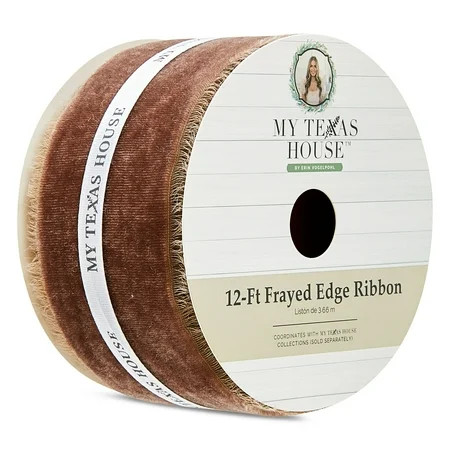 Brown Frayed Edge Christmas Ribbon, 12', by My Texas House | Walmart (US)