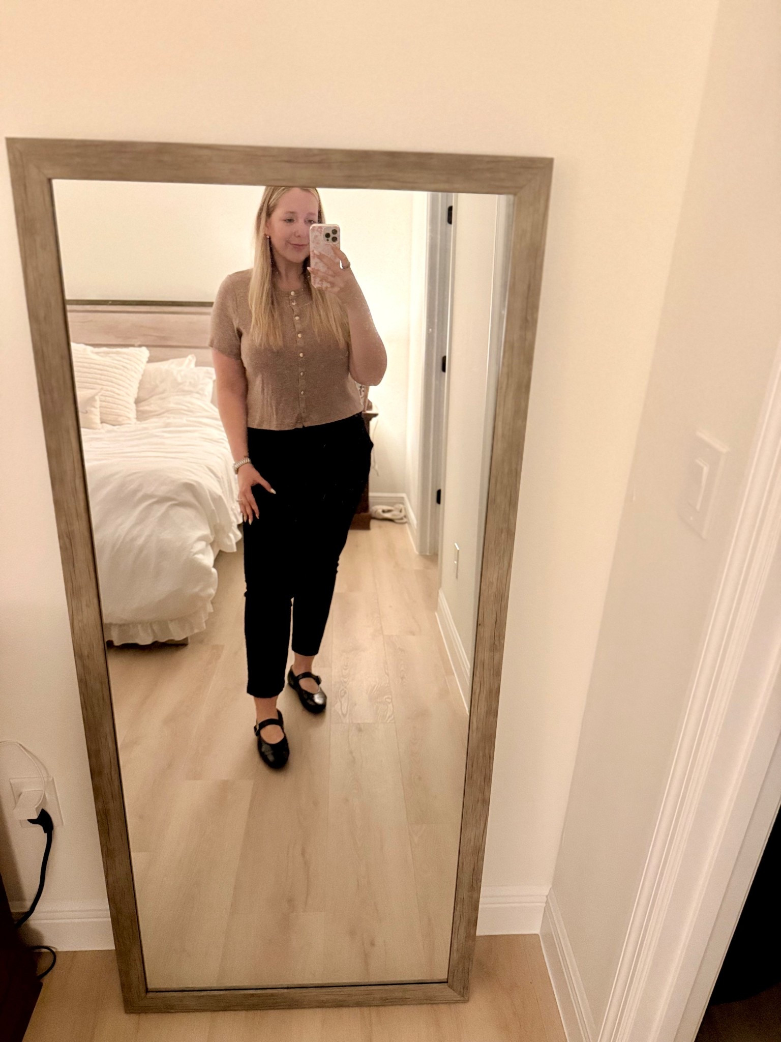 Work outfit idea for women | business casual outfit inspo 🖤

Styling my go-to black Liz Claiborne pants (perfect work pants for comfort + fit) with a short sleeve button-up cardigan and classic ballet flats for an easy, polished office look. Added simple accessories to elevate this everyday work outfit ✨

If you’re looking for affordable workwear, business casual outfit ideas, or staple office outfits you can rewear on repeat—this one’s a must 🤍

#WorkOutfit #BusinessCasualStyle #OfficeOutfitIdeas #AffordableWorkwear #LTKWorkwear #CapsuleWardrobe #EverydayStyle #WomenInBusiness #ClassicOutfits #LTKStyle

#LTKgrwm #LTKdayinmylife #LTKootd