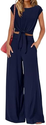 PRETTYGARDEN Women 2 Piece Lounge Sets 2026 Casual Summer Outfits Cap Sleeve Strappy Crop Tops Wi... | Amazon (US)