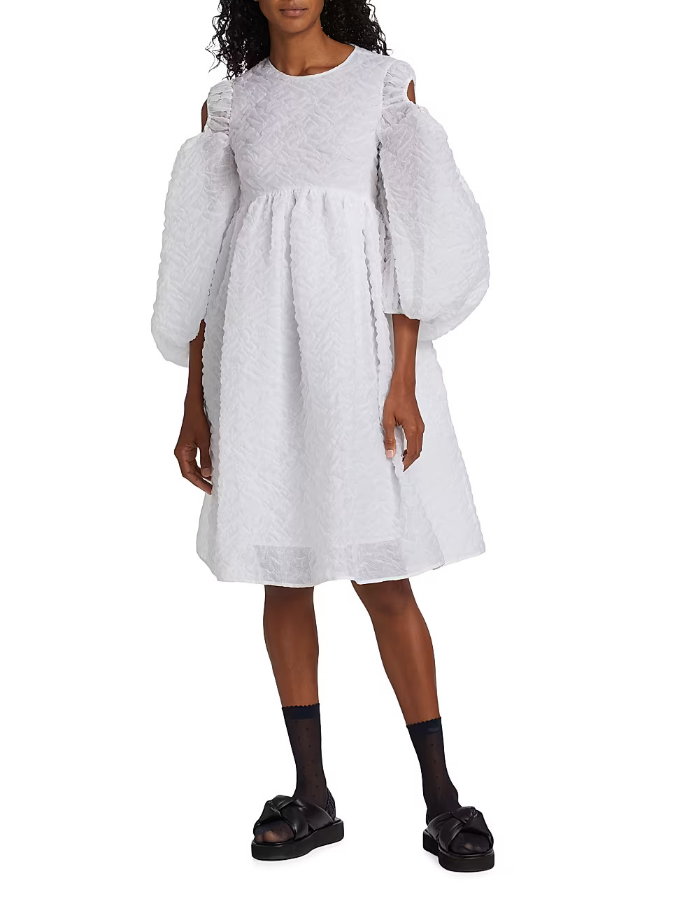 Organza Puff-Sleeve Dress | Saks Fifth Avenue