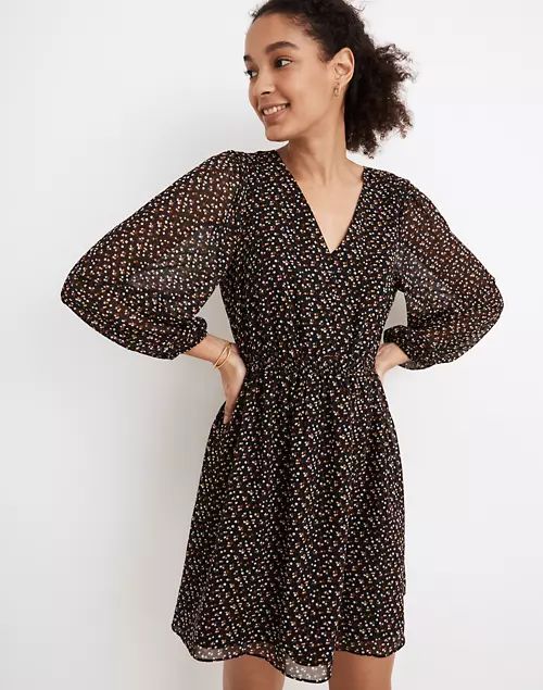 (Re)sourced Georgette Button-Front Mini Dress in Adorable Ditsy | Madewell