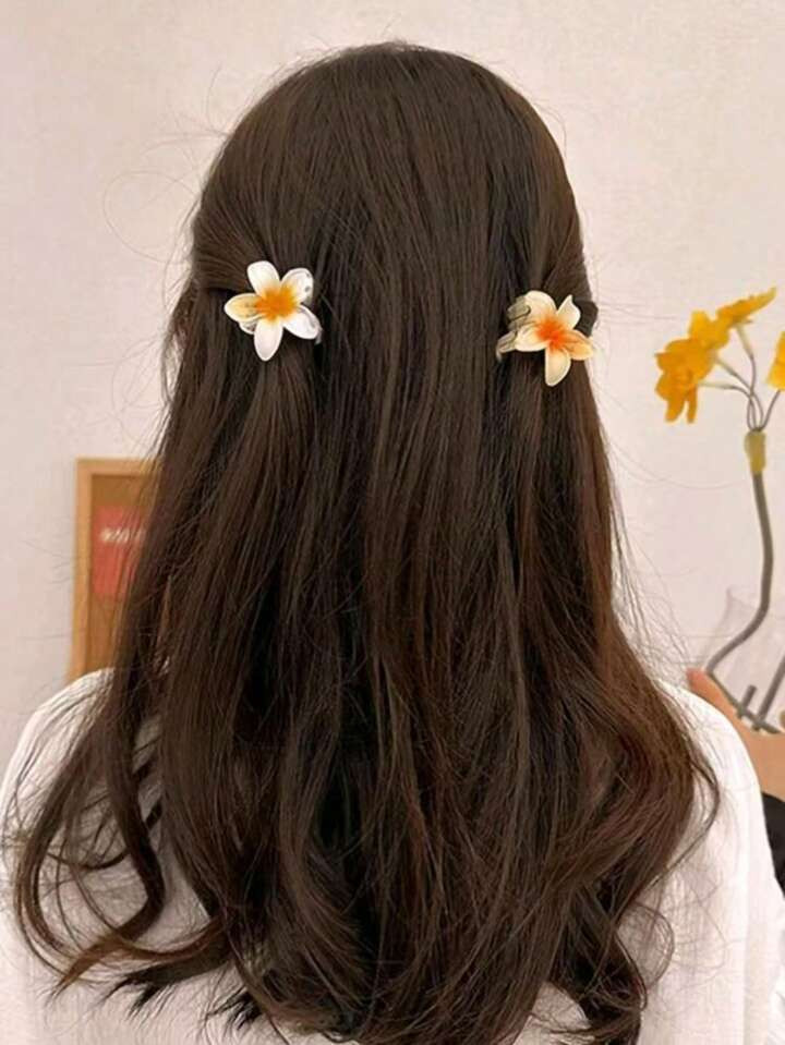 6pcs AmberFlower Shaped 4cm/1.57in Cute LightweightPlastic Hair Clips, Elegant Fashionable MinimalisiStyle, Suitable For Everyday, Party, Travel, BathingMakeup (Random Color) | SHEIN