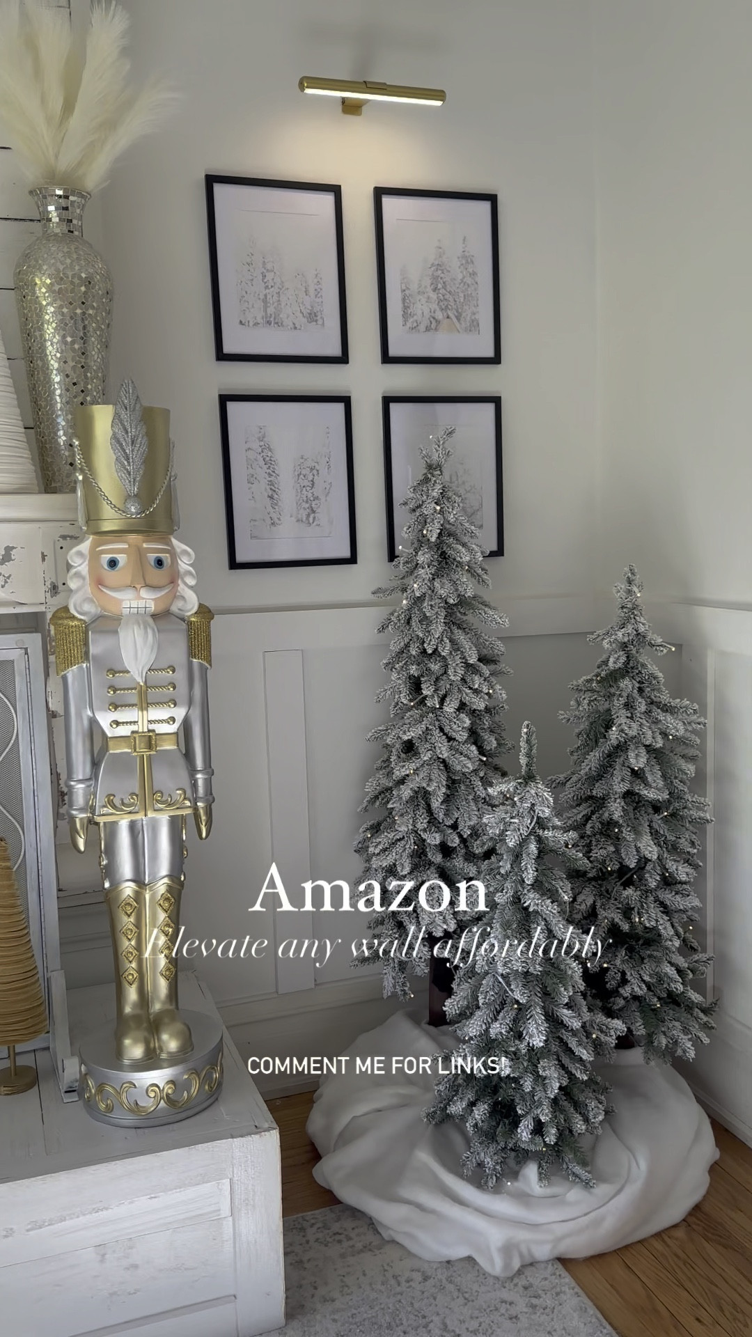 Here are two items from Amazon that will affordably elevate that blank space you keep looking at!!! This frame kit came with 6 frames but we decided to use 4. The picture light is on a remote, change from warm to cool and also dims!! Super easy and super fun for a super Saturday! BTW the Xmas trees do not flicker, it’s the iPhone. They are all on LED. We love you!!!

#frames #gallery #gallerywall #diygallery #homedecor #decor #picturelight #lighting #batteryoperated

#LTKHoliday #LTKSeasonal #LTKHome