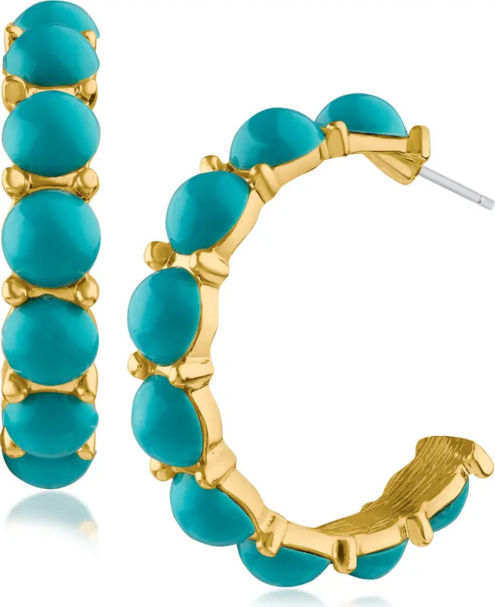 JARDIN Large Round Faux Turquoise Hoop Earrings | Nordstromrack | Nordstrom Rack