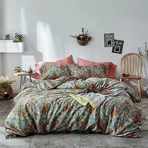 mixinni Vintage Style Garden Flower Duvet Cover Set with Zipper Closure Long Staple Percale Cotto... | Amazon (US)
