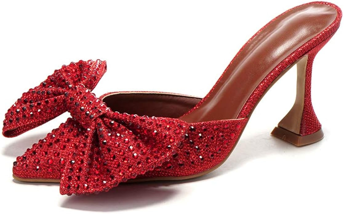 Europe and The United States Super Flash Bow Rhinestone Shiny Wine Glass with High Heel Women's S... | Amazon (US)