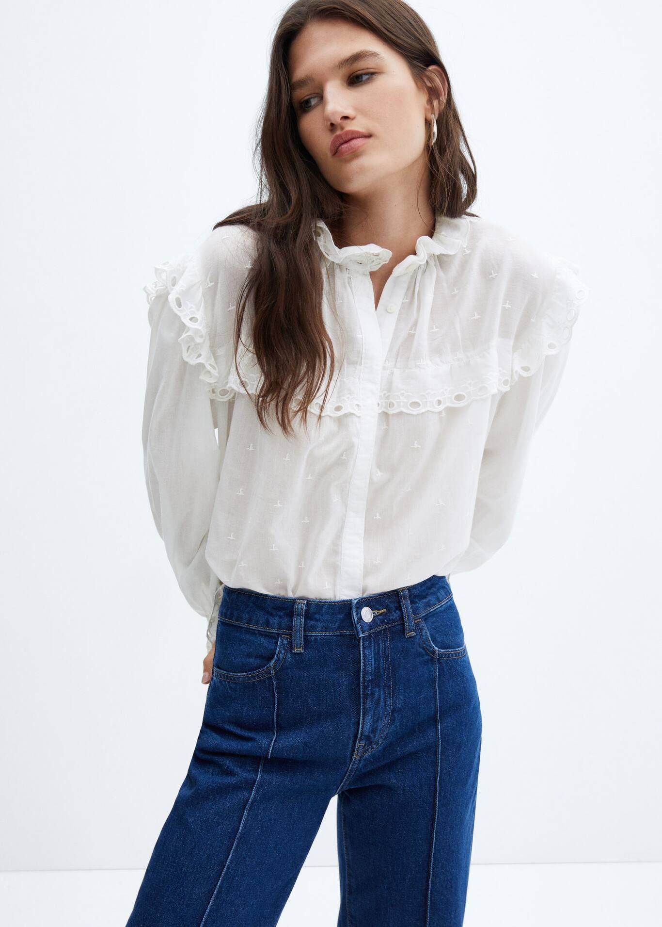 Embroidered details blouse -  Women | Mango USA | MANGO (US)