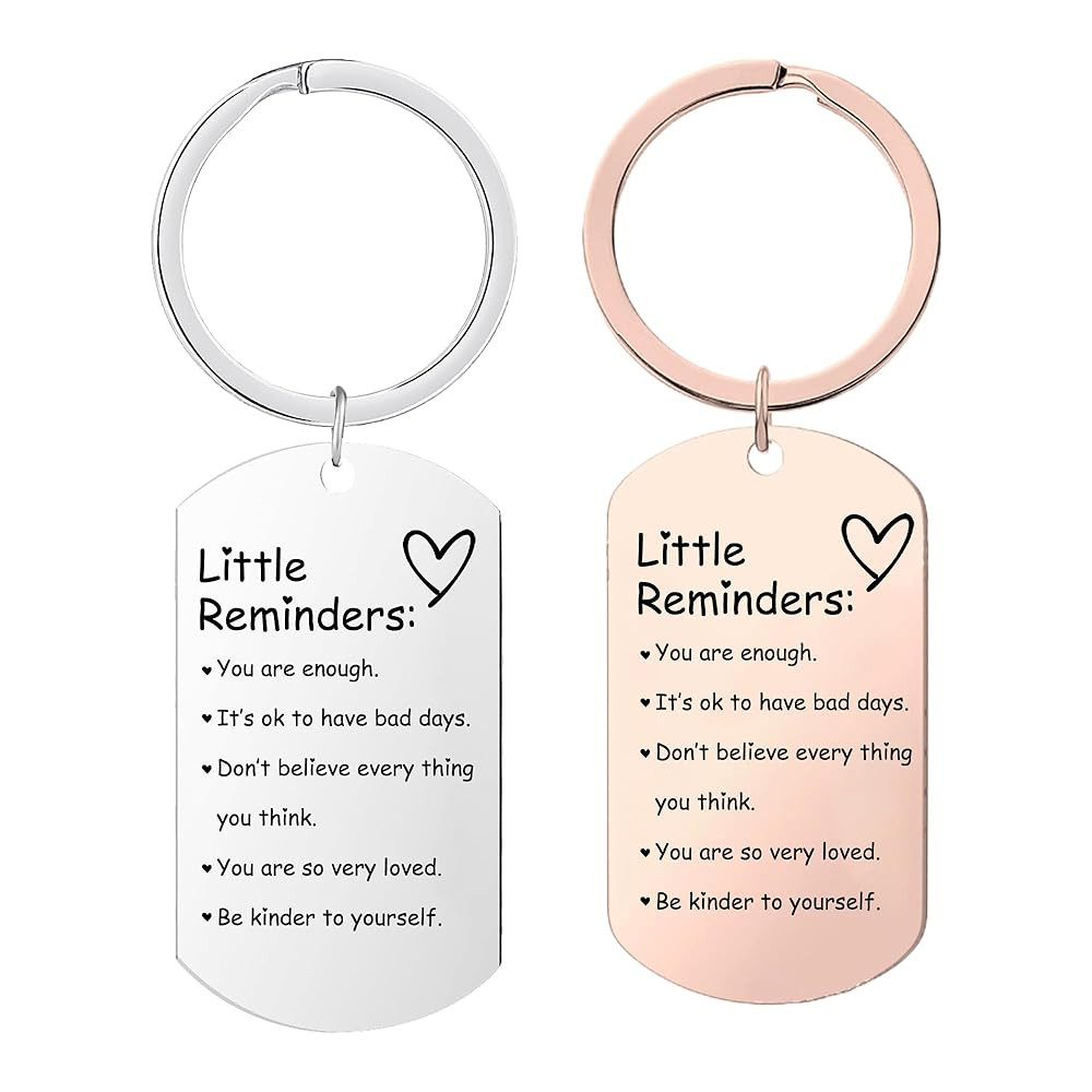 2 Pcs Little Reminders keychains for women Men Gifts Uplifting Mental Health confirmation You Are... | Amazon (US)